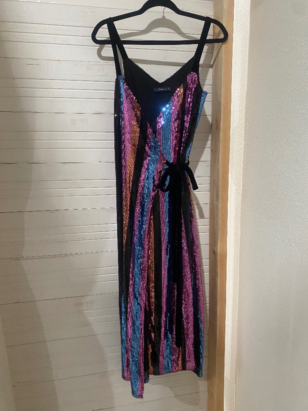 Zara sequin maxi wrap dress